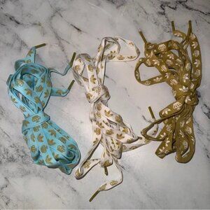 Adidas Vintage Shoelaces Snow Boot Shoe Laces New Blue/White/Gold 3 pairs